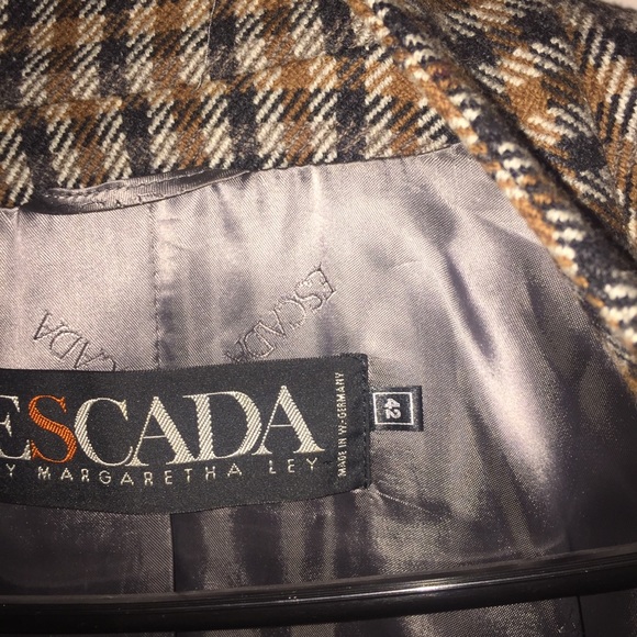 Escada by Margaretha Ley New Wool Plaid Coat Sz 42 - Picture 7 of 8